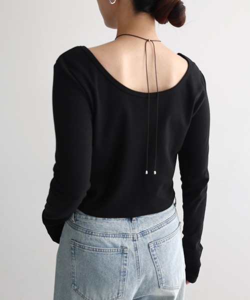 Freesia by andme(フリージアバイアンドミー)の「2way長袖ミニTシャツ(Tシャツ/カットソー・レディース・オフホワイト/ブラック/杢グレー・FREE)」の14枚目の写真