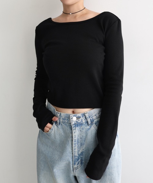Freesia by andme(フリージアバイアンドミー)の「2way長袖ミニTシャツ(Tシャツ/カットソー・レディース・オフホワイト/ブラック/杢グレー・FREE)」の15枚目の写真