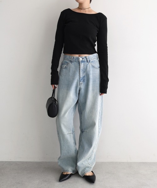 Freesia by andme(フリージアバイアンドミー)の「2way長袖ミニTシャツ(Tシャツ/カットソー・レディース・オフホワイト/ブラック/杢グレー・FREE)」の16枚目の写真