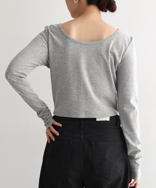 Freesia by andme(フリージアバイアンドミー)の「2way長袖ミニTシャツ(Tシャツ/カットソー・レディース・オフホワイト/ブラック/杢グレー・FREE)」の21枚目の写真