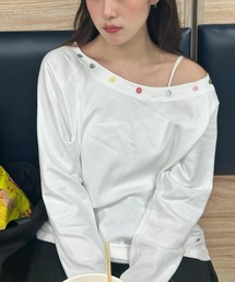 HALEY PESCA（ヘーリーペスカ）の「HALEY PESCA/ワンショルダー　カラフルボタンデザイン　ロンT（Tシャツ/カットソー）」