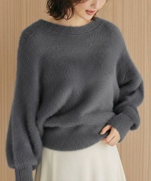 袖口スリットシャギーニットトップス