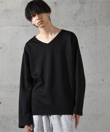 neos（ネオス）の「【neos】ルーズシルエット 裾ドローコード デザイン Vネック ロングスリーブ カットソー（Tシャツ/カットソー・メンズ）」