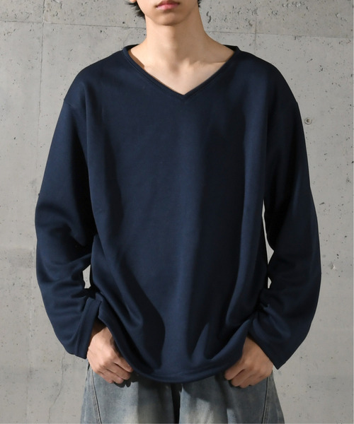 neos(ネオス)の「【neos】ルーズシルエット 裾ドローコード デザイン Vネック ロングスリーブ カットソー(Tシャツ/カットソー・メンズ・ネイビー/ホワイト/チャコールグレー/ブルー/ブラック・MEDIUM/LARGE)」の22枚目の写真