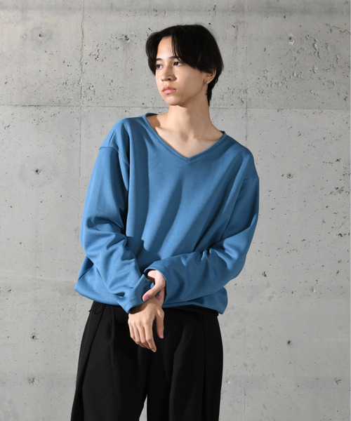 neos(ネオス)の「【neos】ルーズシルエット 裾ドローコード デザイン Vネック ロングスリーブ カットソー(Tシャツ/カットソー・メンズ・ネイビー/ホワイト/チャコールグレー/ブルー/ブラック・MEDIUM/LARGE)」の11枚目の写真