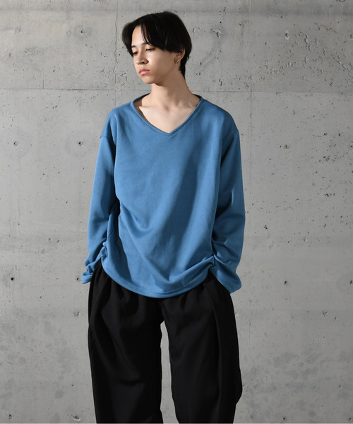 neos(ネオス)の「【neos】ルーズシルエット 裾ドローコード デザイン Vネック ロングスリーブ カットソー(Tシャツ/カットソー・メンズ・ネイビー/ホワイト/チャコールグレー/ブルー/ブラック・MEDIUM/LARGE)」の13枚目の写真