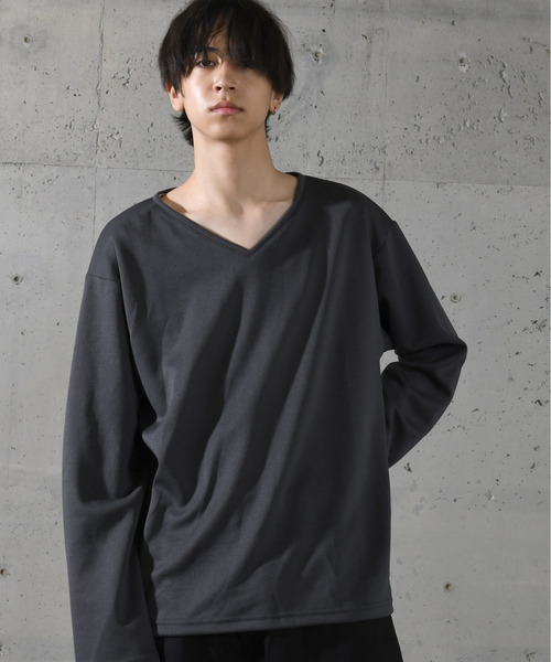 neos(ネオス)の「【neos】ルーズシルエット 裾ドローコード デザイン Vネック ロングスリーブ カットソー(Tシャツ/カットソー・メンズ・ネイビー/ホワイト/チャコールグレー/ブルー/ブラック・MEDIUM/LARGE)」の16枚目の写真