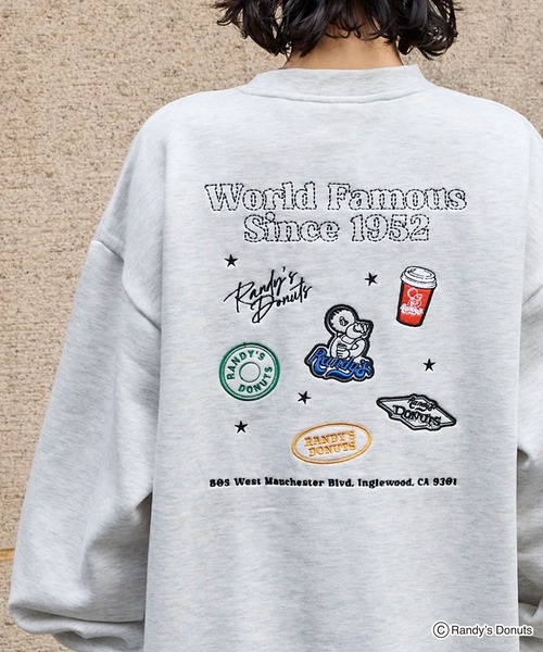MONO-MART（モノマート）の「【RANDY’S DONUTS】別注 ランディードーナツ バックプリント ワッペン刺繍 スウェットプルオーバー（スウェット・レディース・グレー系2/ブラック系/スミクロ/オートミール/グレー系・L/M）」の7枚目の写真