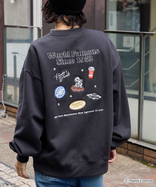 MONO-MART（モノマート）の「【RANDY’S DONUTS】別注 ランディードーナツ バックプリント ワッペン刺繍 スウェットプルオーバー（スウェット・レディース・グレー系2/ブラック系/スミクロ/オートミール/グレー系・L/M）」の13枚目の写真