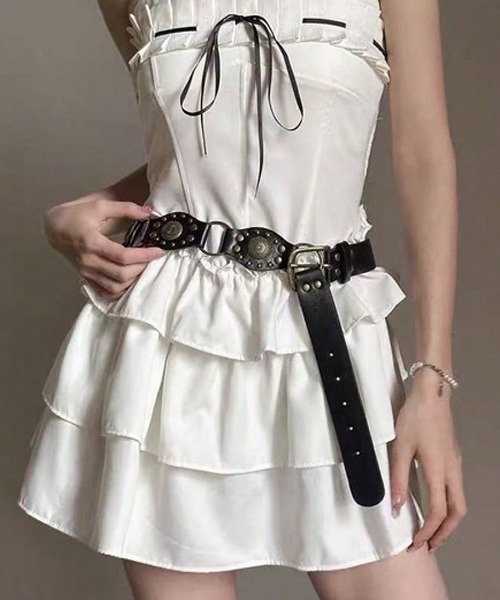 Candlestick（キャンドルスティック）の「ボヘミアン ウェスタン エスニック フォークロア 太 コンチョベルト  Y2K Y3K（ベルト・レディース・ブラック系/ブラウン系・FREE）」の2枚目の写真