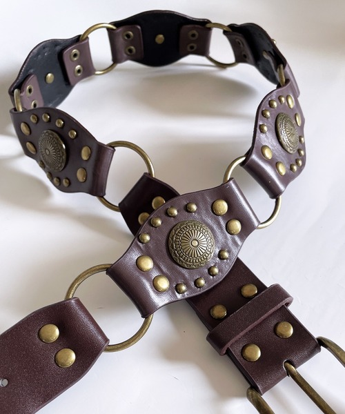 Candlestick（キャンドルスティック）の「ボヘミアン ウェスタン エスニック フォークロア 太 コンチョベルト  Y2K Y3K（ベルト・レディース・ブラック系/ブラウン系・FREE）」の3枚目の写真