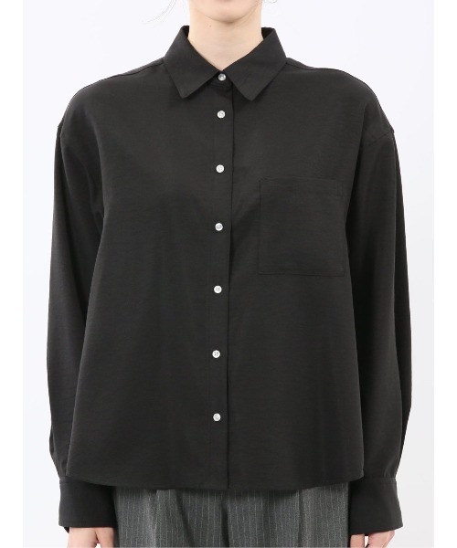 m.f.editorial（エムエフエディトリアル）の「【ストレッチ】m.f.エディトリアル レディース バックタック レギュラーカラー 長袖ブラウス（シャツ/ブラウス・レディース・ホワイト/ブラック/ピンク系その他/サックスブルー・MEDIUM/LARGE）」の6枚目の写真