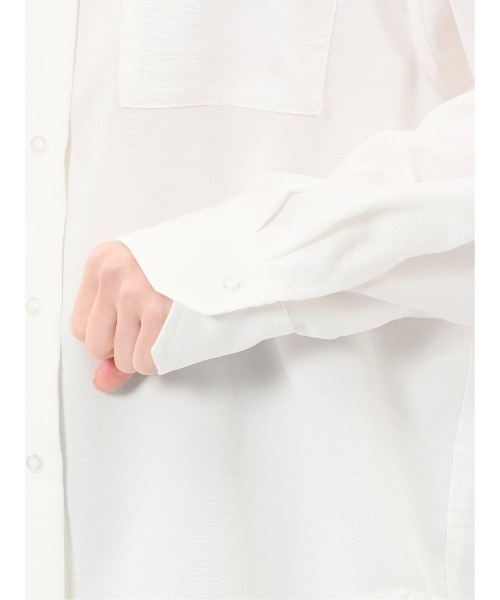 m.f.editorial（エムエフエディトリアル）の「【ストレッチ】m.f.エディトリアル レディース バックタック レギュラーカラー 長袖ブラウス（シャツ/ブラウス・レディース・ホワイト/ブラック/ピンク系その他/サックスブルー・MEDIUM/LARGE）」の8枚目の写真