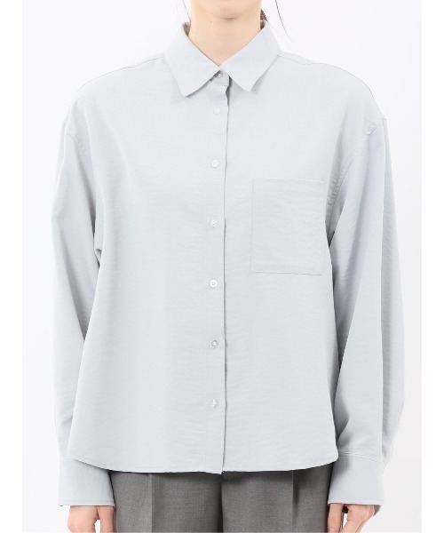 m.f.editorial（エムエフエディトリアル）の「【ストレッチ】m.f.エディトリアル レディース バックタック レギュラーカラー 長袖ブラウス（シャツ/ブラウス・レディース・ホワイト/ブラック/ピンク系その他/サックスブルー・MEDIUM/LARGE）」の18枚目の写真