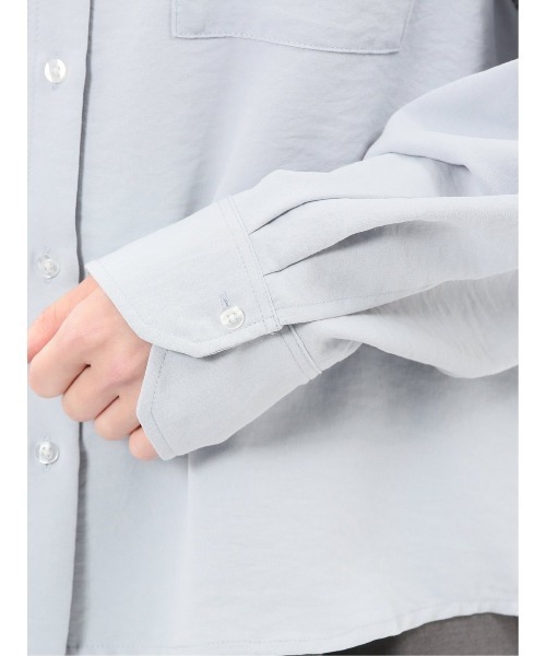 m.f.editorial（エムエフエディトリアル）の「【ストレッチ】m.f.エディトリアル レディース バックタック レギュラーカラー 長袖ブラウス（シャツ/ブラウス・レディース・ホワイト/ブラック/ピンク系その他/サックスブルー・MEDIUM/LARGE）」の20枚目の写真