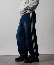 【Nylaus】ヴィンテージ ストレッチ デニムワイドパンツ イージーパンツ デニムスウェットパンツ