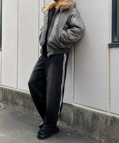 NYLAUS（ナイラス）の「【Nylaus】ヴィンテージ ストレッチ デニムワイドパンツ イージーパンツ デニムスウェットパンツ（デニムパンツ・メンズ・ネイビー/ブラック・L/M）」の3枚目の写真