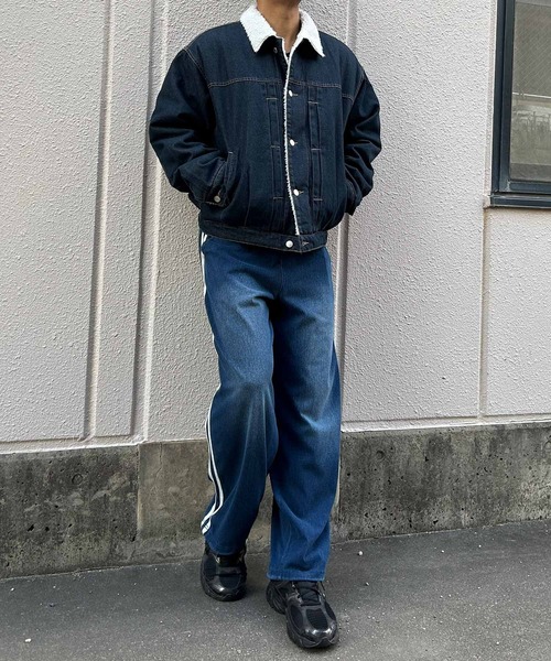 NYLAUS（ナイラス）の「【Nylaus】ヴィンテージ ストレッチ デニムワイドパンツ イージーパンツ デニムスウェットパンツ（デニムパンツ・メンズ・ネイビー/ブラック・L/M）」の6枚目の写真