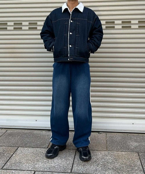 NYLAUS（ナイラス）の「【Nylaus】ヴィンテージ ストレッチ デニムワイドパンツ イージーパンツ デニムスウェットパンツ（デニムパンツ・メンズ・ネイビー/ブラック・L/M）」の5枚目の写真