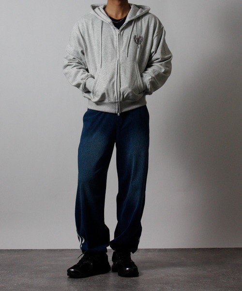 NYLAUS（ナイラス）の「【Nylaus】ヴィンテージ ストレッチ デニムワイドパンツ イージーパンツ デニムスウェットパンツ（デニムパンツ・メンズ・ネイビー/ブラック・L/M）」の11枚目の写真