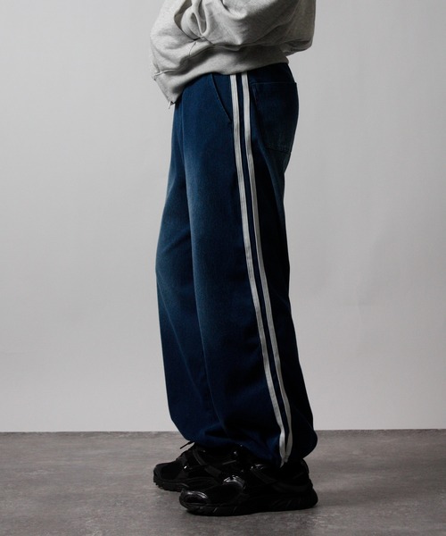 NYLAUS（ナイラス）の「【Nylaus】ヴィンテージ ストレッチ デニムワイドパンツ イージーパンツ デニムスウェットパンツ（デニムパンツ・メンズ・ネイビー/ブラック・L/M）」の10枚目の写真