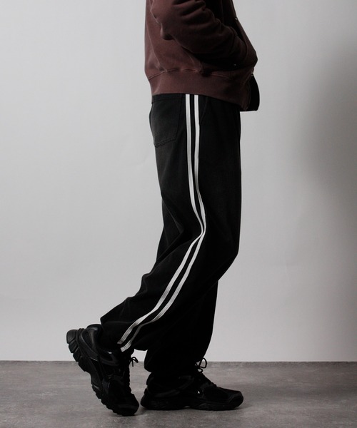 NYLAUS（ナイラス）の「【Nylaus】ヴィンテージ ストレッチ デニムワイドパンツ イージーパンツ デニムスウェットパンツ（デニムパンツ・メンズ・ネイビー/ブラック・L/M）」の16枚目の写真