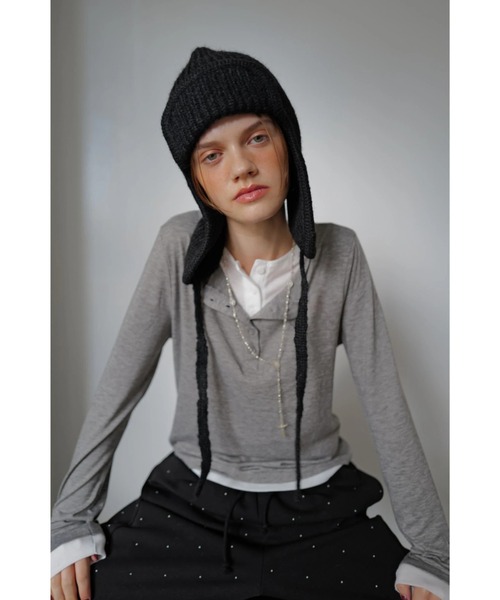 TRUNC（トランクエイティーエイト）の「Henry Neck Layered Pullover（Tシャツ/カットソー・レディース・グレー/チャコールグレー・FREE）」の2枚目の写真