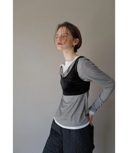 TRUNC（トランクエイティーエイト）の「Henry Neck Layered Pullover（Tシャツ/カットソー・レディース・グレー/チャコールグレー・FREE）」の4枚目の写真