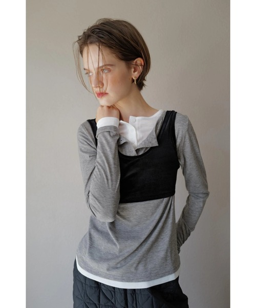 TRUNC（トランクエイティーエイト）の「Henry Neck Layered Pullover（Tシャツ/カットソー・レディース・グレー/チャコールグレー・FREE）」の3枚目の写真