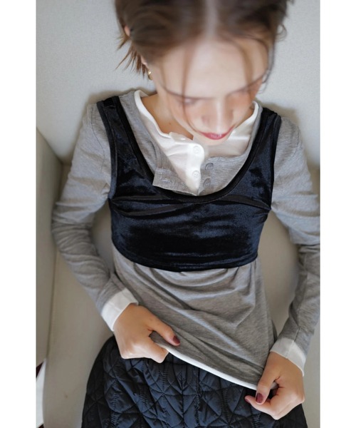 TRUNC（トランクエイティーエイト）の「Henry Neck Layered Pullover（Tシャツ/カットソー・レディース・グレー/チャコールグレー・FREE）」の5枚目の写真