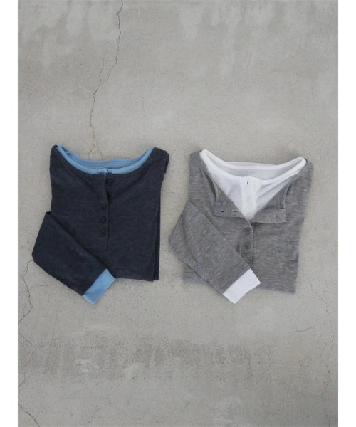 TRUNC（トランクエイティーエイト）の「Henry Neck Layered Pullover（Tシャツ/カットソー・レディース・グレー/チャコールグレー・FREE）」の18枚目の写真