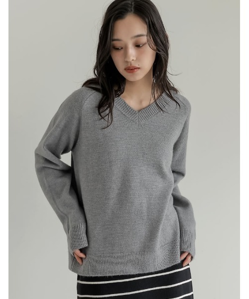 2025AW COLLECTION]アルパカタッチVネックニットプルオーバー（ニット