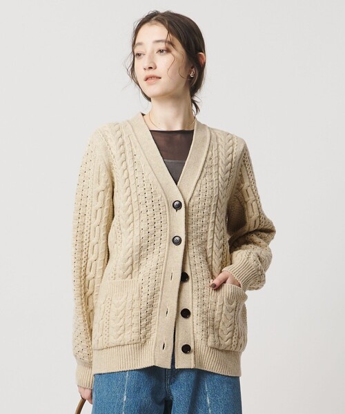 SLOANE（スローン）の「【別注】＜SLOANE＞ケーブル ボタン カーディガン（カーディガン/ボレロ・レディース・ナチュラル・FREE）」の2枚目の写真