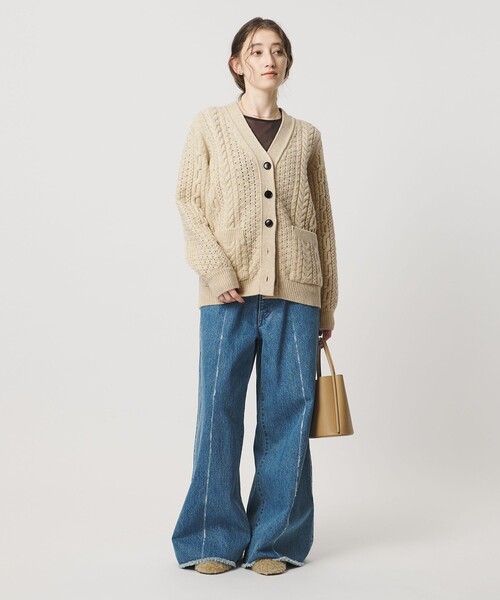 SLOANE（スローン）の「【別注】＜SLOANE＞ケーブル ボタン カーディガン（カーディガン/ボレロ・レディース・ナチュラル・FREE）」の3枚目の写真