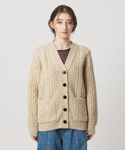 SLOANE（スローン）の「【別注】＜SLOANE＞ケーブル ボタン カーディガン（カーディガン/ボレロ・レディース・ナチュラル・FREE）」の5枚目の写真