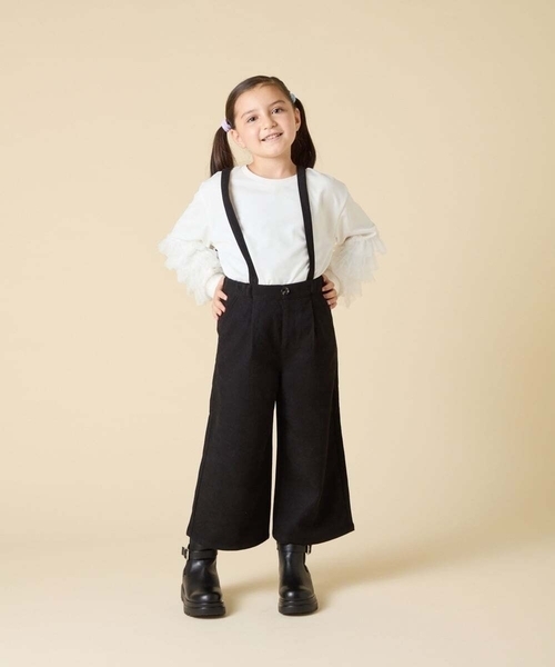 a.v.v（アーヴェヴェ）の「[120-160]【人気の定番パンツ/通学にもオススメ/後ろゴムで楽ちん/取り外し可能サスペンダー】サス付きワイドパンツ（その他パンツ・キッズ・ブラック・120/140/130/160/150）」の8枚目の写真