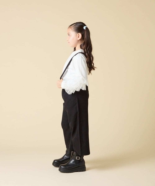 a.v.v（アーヴェヴェ）の「[120-160]【人気の定番パンツ/通学にもオススメ/後ろゴムで楽ちん/取り外し可能サスペンダー】サス付きワイドパンツ（その他パンツ・キッズ・ブラック・120/140/130/160/150）」の11枚目の写真
