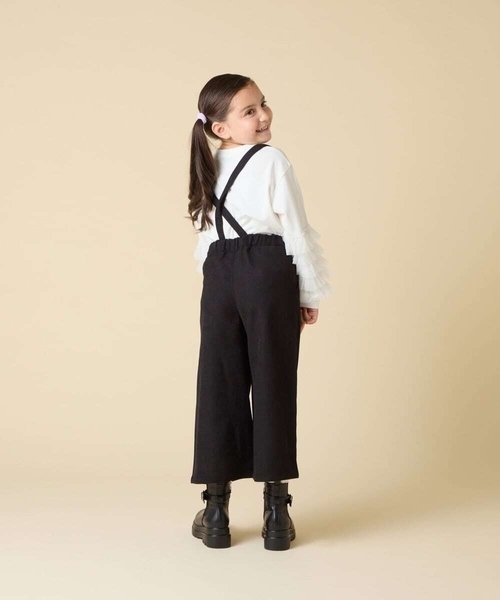 a.v.v（アーヴェヴェ）の「[120-160]【人気の定番パンツ/通学にもオススメ/後ろゴムで楽ちん/取り外し可能サスペンダー】サス付きワイドパンツ（その他パンツ・キッズ・ブラック・120/140/130/160/150）」の12枚目の写真