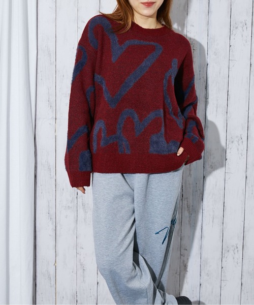 GORGE(ゴージ)の「《ハートライン×起毛タッチ》レディース ニットプルオーバー ゆるシルエット 秋冬(ニット/セーター・レディース・ボルドー/アイボリー/ブラック/ブラウン・F)」の11枚目の写真