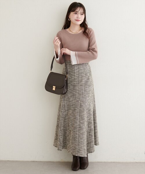 natural couture(ナチュラルクチュール)の「【WEB限定】イレヘムツイードチェックスカート(スカート・レディース・ブラック系その他/ブラック/グレイッシュベージュ・LARGE/MEDIUM)」の5枚目の写真
