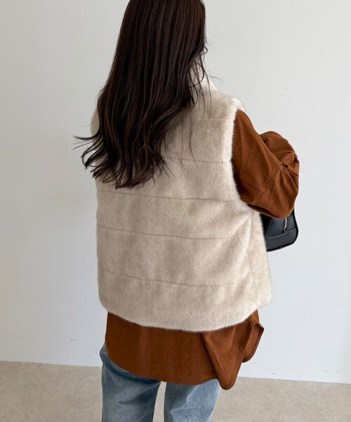 セール】ボーダーキルトファーベスト（その他アウター）｜fredy emue