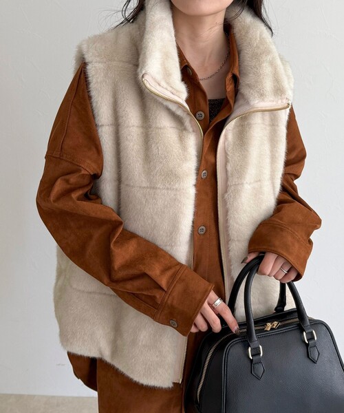 セール】ボーダーキルトファーベスト（その他アウター）｜fredy emue