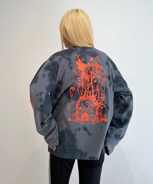 HOLIDAY(ホリデイ)の「SUPER FINE DRY DAMAGE TIE-DYE L/S T-SHIRT (CIRCULATION) スーパーファインドライダメージタイダイロングスリーブTシャツ (サーキュレーション)(Tシャツ/カットソー・レディース・ピンク/ブラック/ピンク系その他/ブラック系その他・XL)」の6枚目の写真