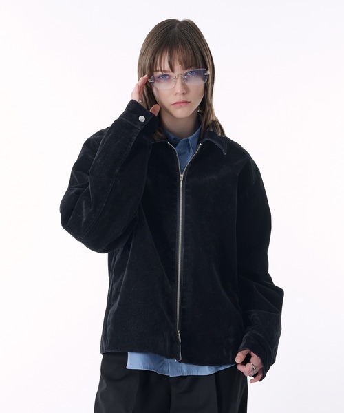 2WAY DOUBLE ZIP FLOCKING DENIM JACKET/2WAYダブルジップフロッキー