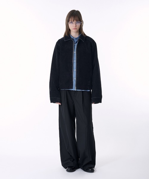 セール】2WAY DOUBLE ZIP FLOCKING DENIM JACKET/2WAYダブルジップ