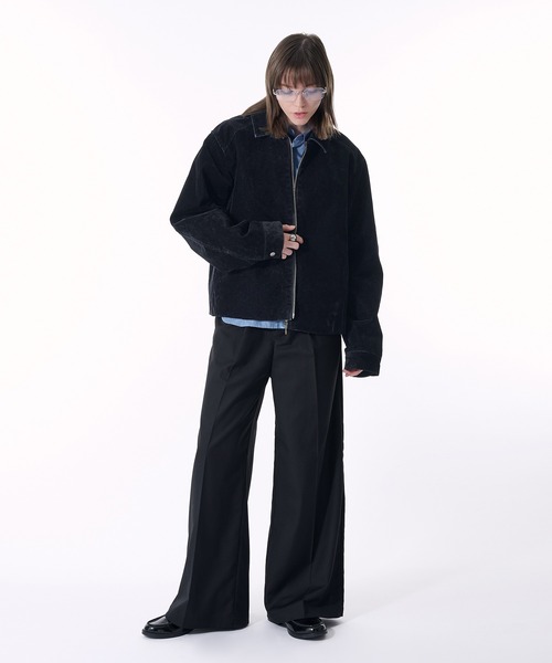 2WAY DOUBLE ZIP FLOCKING DENIM JACKET/2WAYダブルジップフロッキー