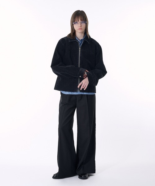 2WAY DOUBLE ZIP FLOCKING DENIM JACKET/2WAYダブルジップフロッキー