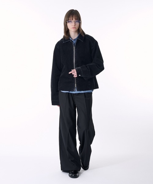 セール】2WAY DOUBLE ZIP FLOCKING DENIM JACKET/2WAYダブルジップ