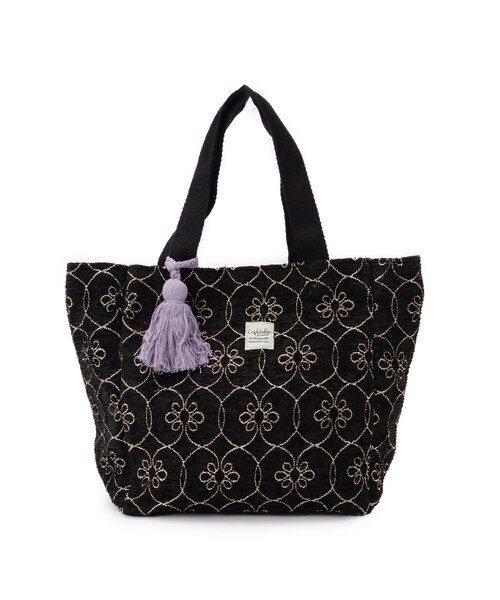 SHOO・LA・RUE(シューラルー)の「インド製ジャカードランチトートバッグ(トートバッグ・レディース・ベージュ系3/ライトグレー系3/グリーン系その他5/ブラック系3/ベージュ系その他6・00)」の2枚目の写真