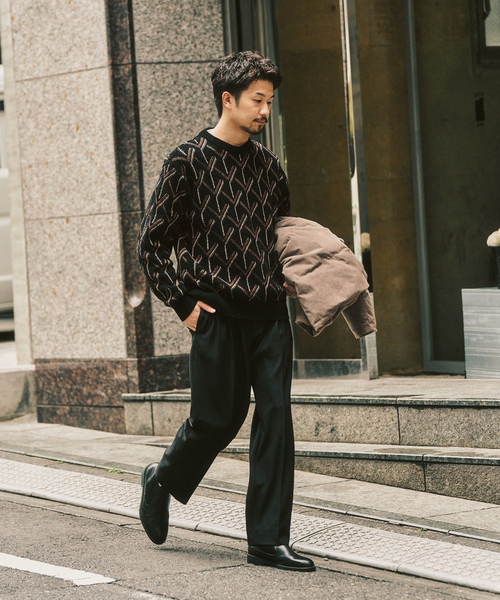 417 EDIFICE（フォーワンセブンエディフィス）の「ジオメ ジャガードニットクルー（ニット/セーター・メンズ・オレンジ/ベージュ/ブラック・MEDIUM/LARGE）」の20枚目の写真